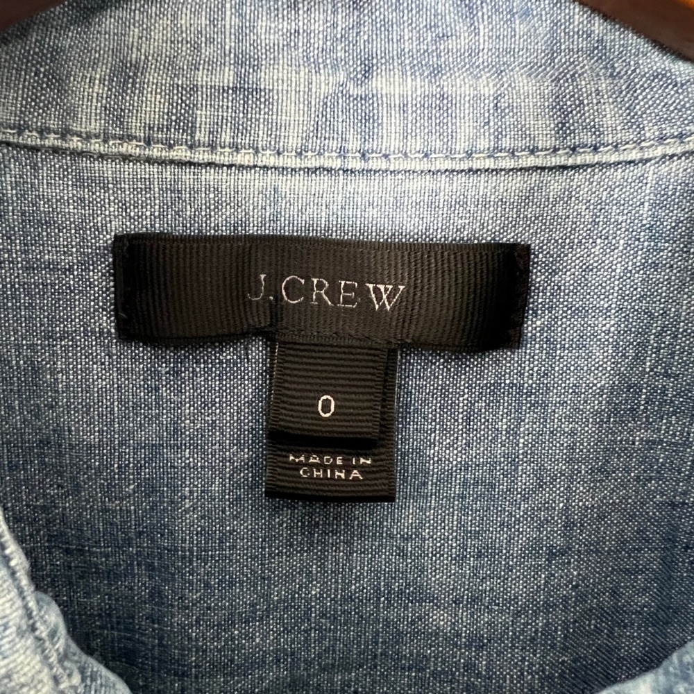 J.Crew Womens Blue Cotton Chambray Button Down Shirt Long Sleeve Size 0 - Picture 3 of 9
